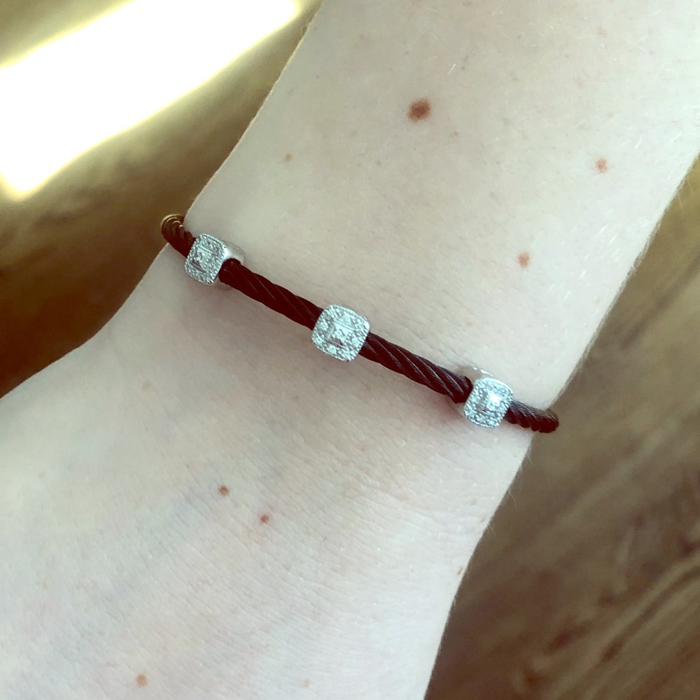 Charriol black cable bangle, white gold & diamonds